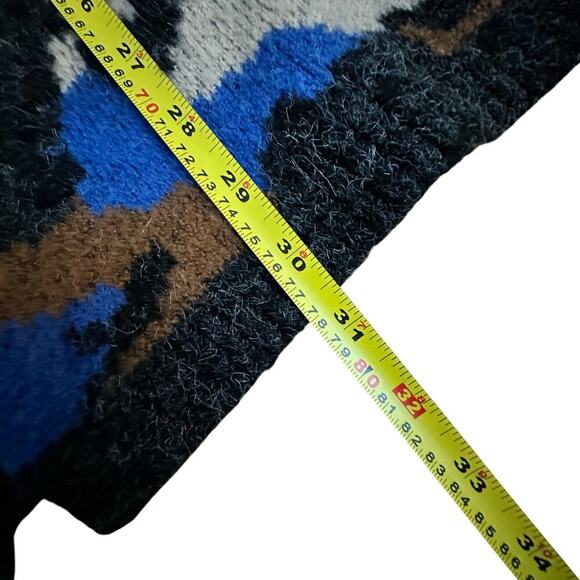 CYRUS Gray Black Camo Hooded Knit Open Front Long Sleeve Women's Cardigan Size L - Picture 6 of 7